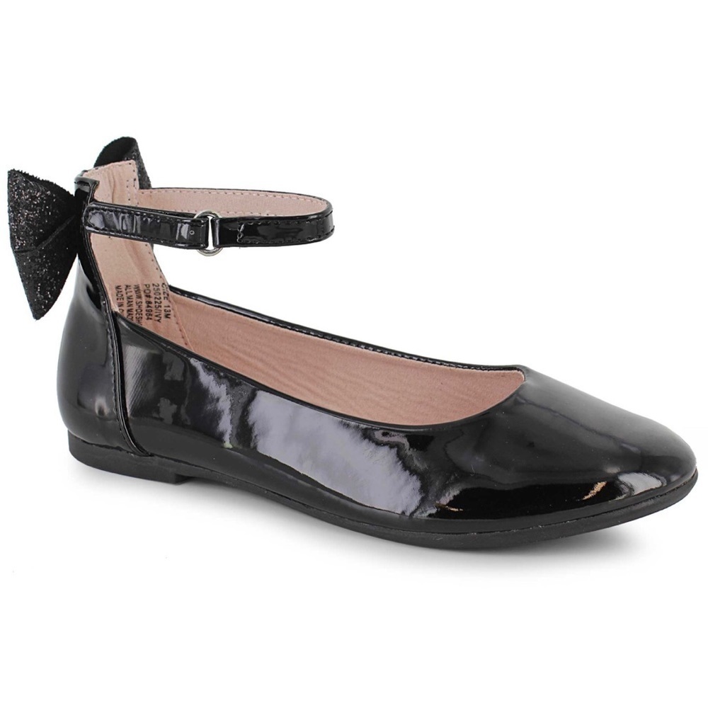 Trinkets Kids Girls Black Bow shoes flats 13.5